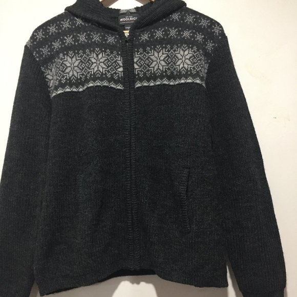 WOOLRICH KNIT WOOL HOODED SWEATER CARDIGANS SIZE XL - Picture 1 of 6